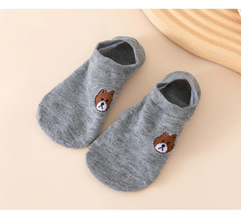 3/5/6/10 Pairs of WOMEN and MEN Cotton Socks, Casual Breathable Short Socks, and Girls' Cartoon Bear Low Cut Ankle Boat Socks