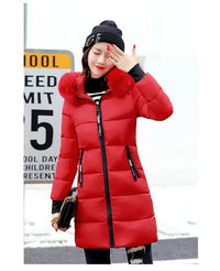 Women's Plus Size cotton jacket long hooded parka with fur collar warm thick jacket casual jacket cotton jacket women's par