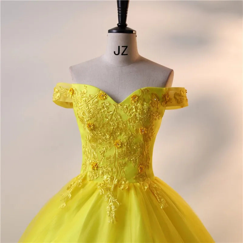 Ashley Gloria Yellow Party Dresses 15quinceanera Dresses 2024 Elegant Ball Gown Classic Lace Vestidos Customized B01