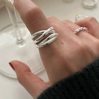 BF CLUB 925 Sterling Rings for Women Fashion Geometric Handmade Irregular Interware Gold Ring Party Christmas Gift