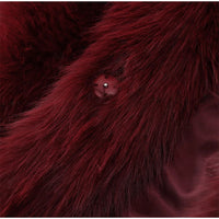 Fashion Burgundy Red Fluffy Faux Fur Short Coats Women Solid Lapel Full Sleeve Warm Jacket Winter New Chic High Street Outerwear