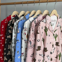 100% Cotton Pajamas for Women Loose Cartoon Long Sleeve Pants Loungewear Women 2 Piece Set Pj Women Outfit Sleepwear Set Pijamas