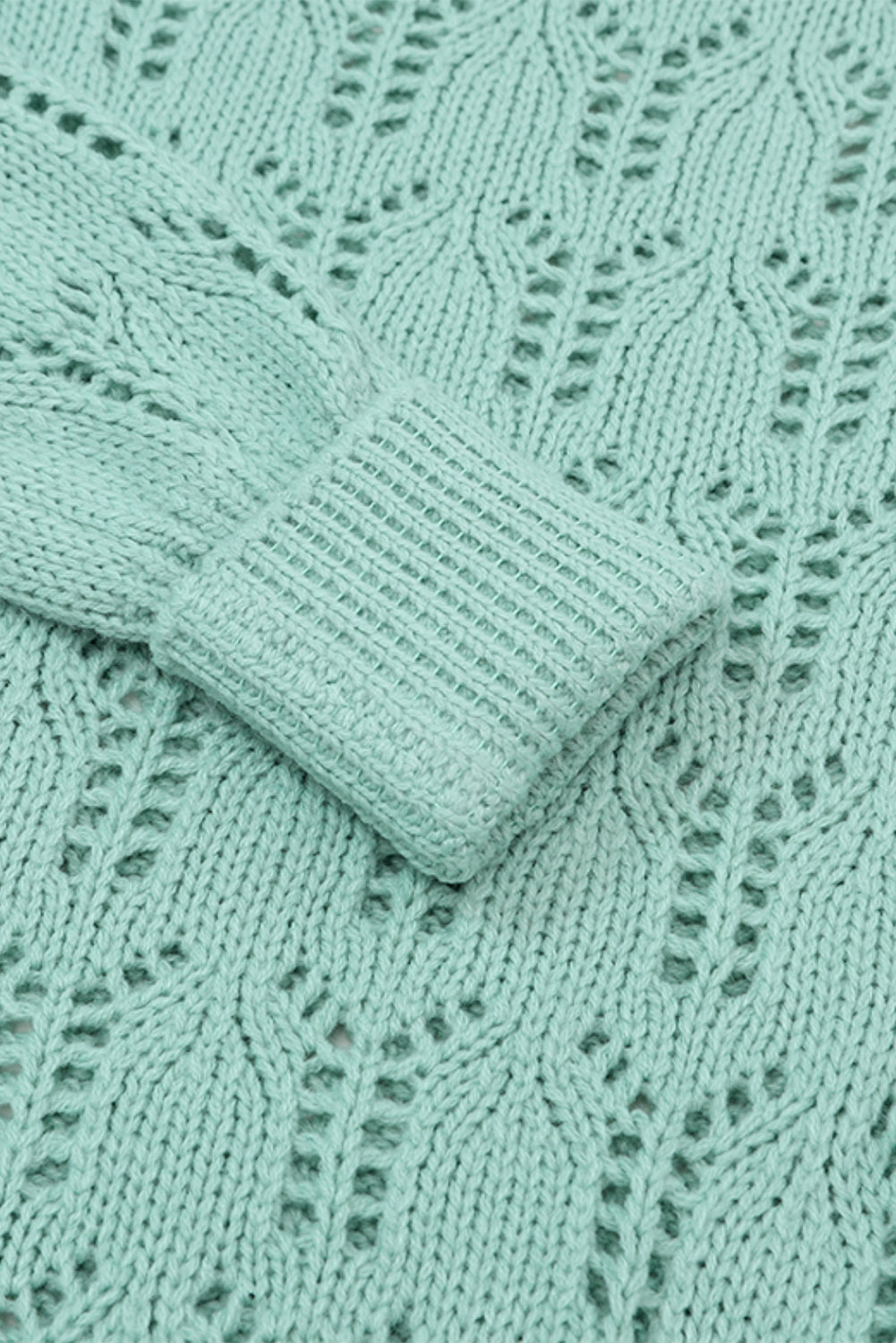 Green Sheer Knitted Pointelle Sweater