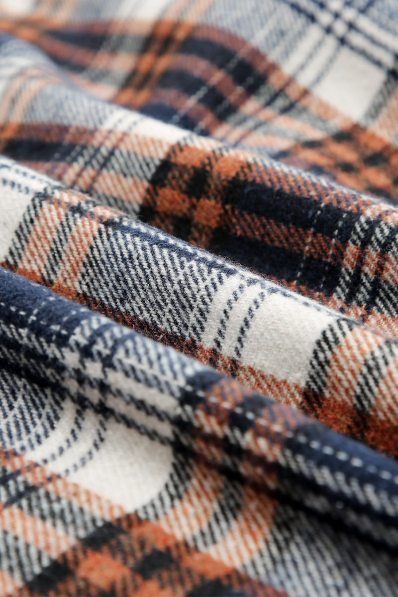 Plaid Pattern Sherpa Lined Hooded Shacket