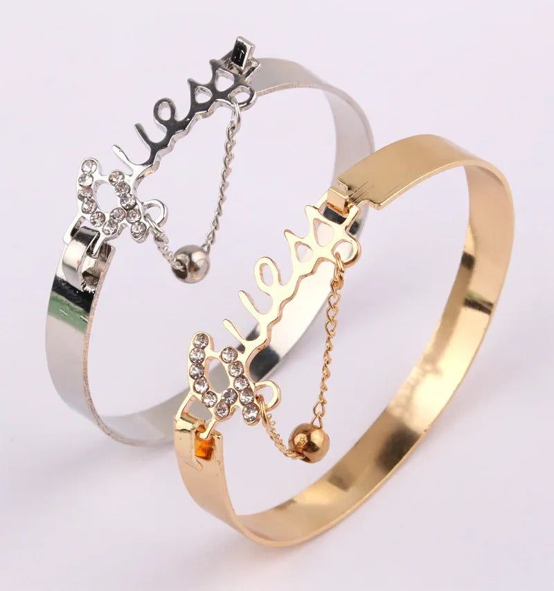 Women's Metal Bracelet Letter Alloy Band Crystal Pendant Hot Selling Jewelry Fashion Jewelry