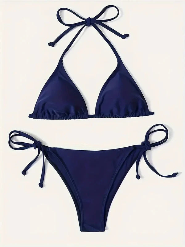 Swimwear Thong Bikini Set Sexy New Navy Blue Swimsuits Woman Sexy Bathing Suits Bikinis Triangle Bandage Female Beachwear