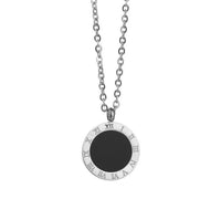 316L Stainless Steel Simple Black Enamel Roman Numeral Pendant Earring Necklace Set Cережки Hабор