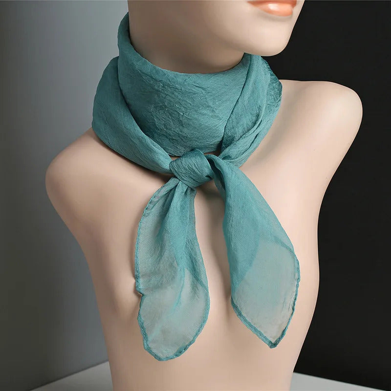 New 70X70cm Simulation Silk Scarves Women's Versatile Small Square Solid Chiffon Scarf Gauze Scarf Party Gift