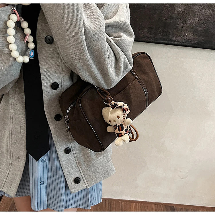 Casual Large Capaci Suede Bag Women 2024 New Autumn and Winter Retro Brown Commuter Shoulder Bag Pillow Bag