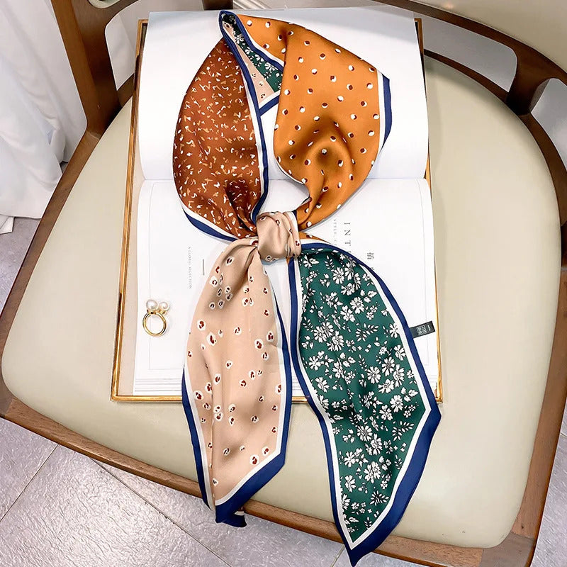 Long Silk Scarf Bag Tie Lady Neck Skinny Scarves Hairband Foulard Horse Print Brand Lady Neckerchief Ribbon 2021 Spring New