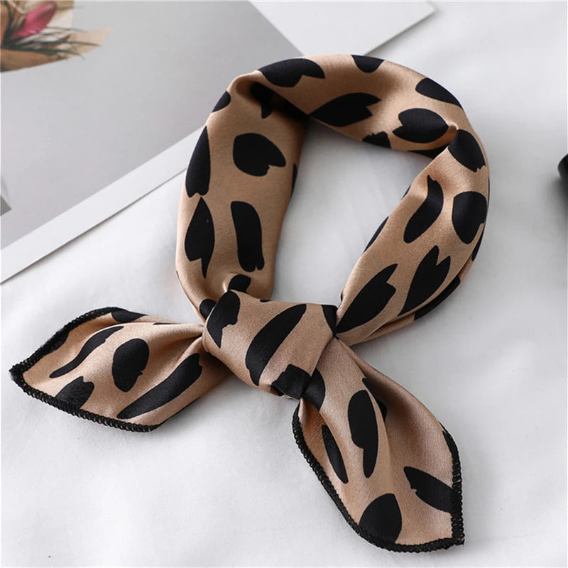 Women Small Satin Silk Scarf Square Print Wrap Foulard Femal Handkerchief Bandana Neck Hair Skinny Tie Scarves Shawls