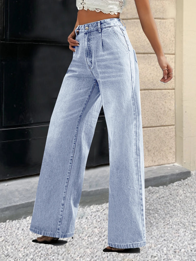 2024 new women's cross-border European and American style light blue jeans women's straight pants slimming casual out all-match