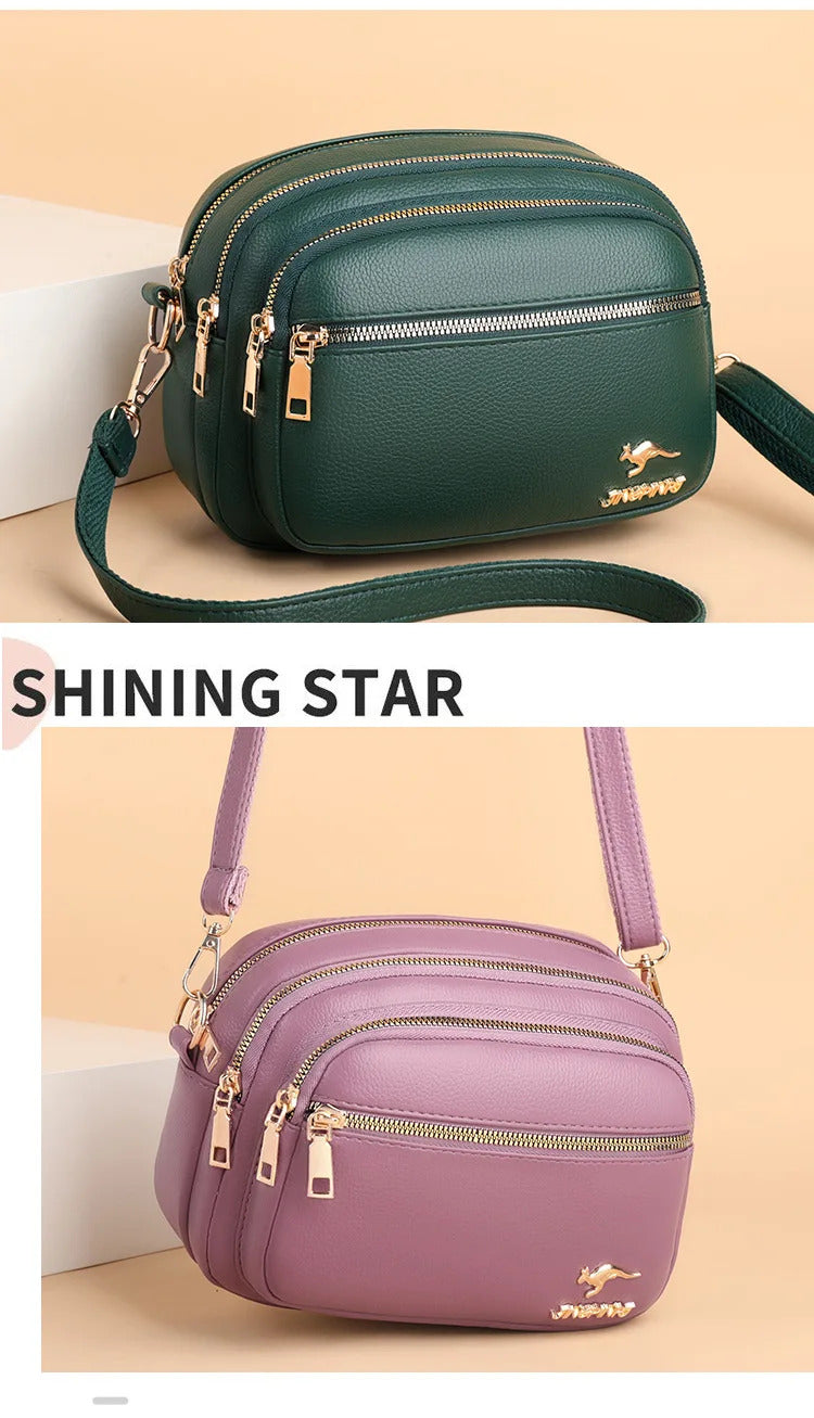 High Quality Soft Leather Purse Fashion Women Shoulder Messenger Bag Multi-pocket Wear-resistant Bag Luxury Ladies Handbag Sac