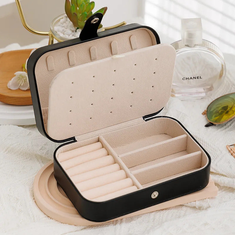 Portable Jewelry Storage Box Travel Organizer Jewelry Case Leather Storage Earrings Necklace Ring Jewelry Organizer Display