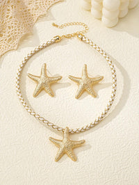 1 set of fashion cross-border hot simple ladies starfish necklace earrings three-piece set