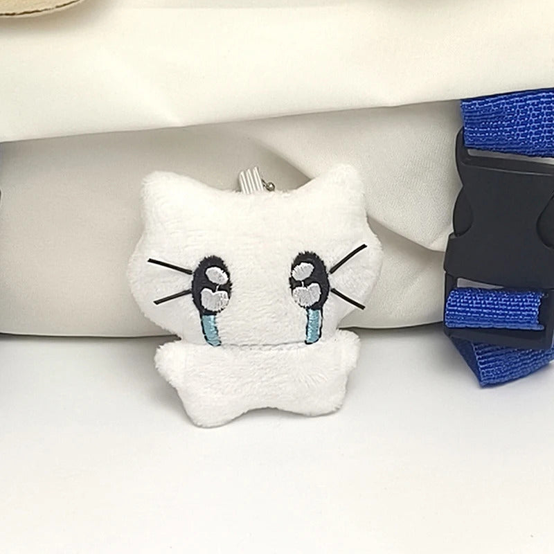 Cute Headphones Kitten Couple Keychain Mini Crying Cat Doll Plush Keyring Cartoon Dog Bee Bag Pendant Charms Backpack Decoration