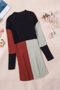 Colorblock Knit Sweater Dress