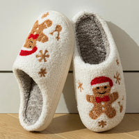 Women Christmas Gingerbread Man Cute Winter Warm Slippers Exquisite Comfy Houseshoes Bedroom Soft Sole Home Shoes for Gift