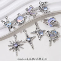 5pcs New Star Moon Enamel Charms Blue Fashion Y2K Style Pendants For Making DIY Handmade Findings Accessories Necklace Jewelry