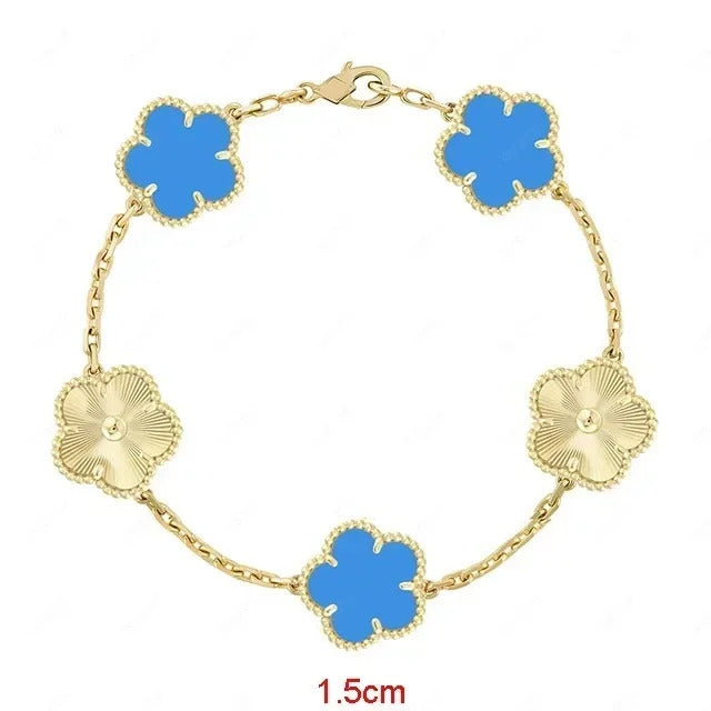 925 Sterling Silver Bracelet with Multiple Stones, Lucky Clover High Quality Elegant Classic Ladies Party Dating Birthday Gift