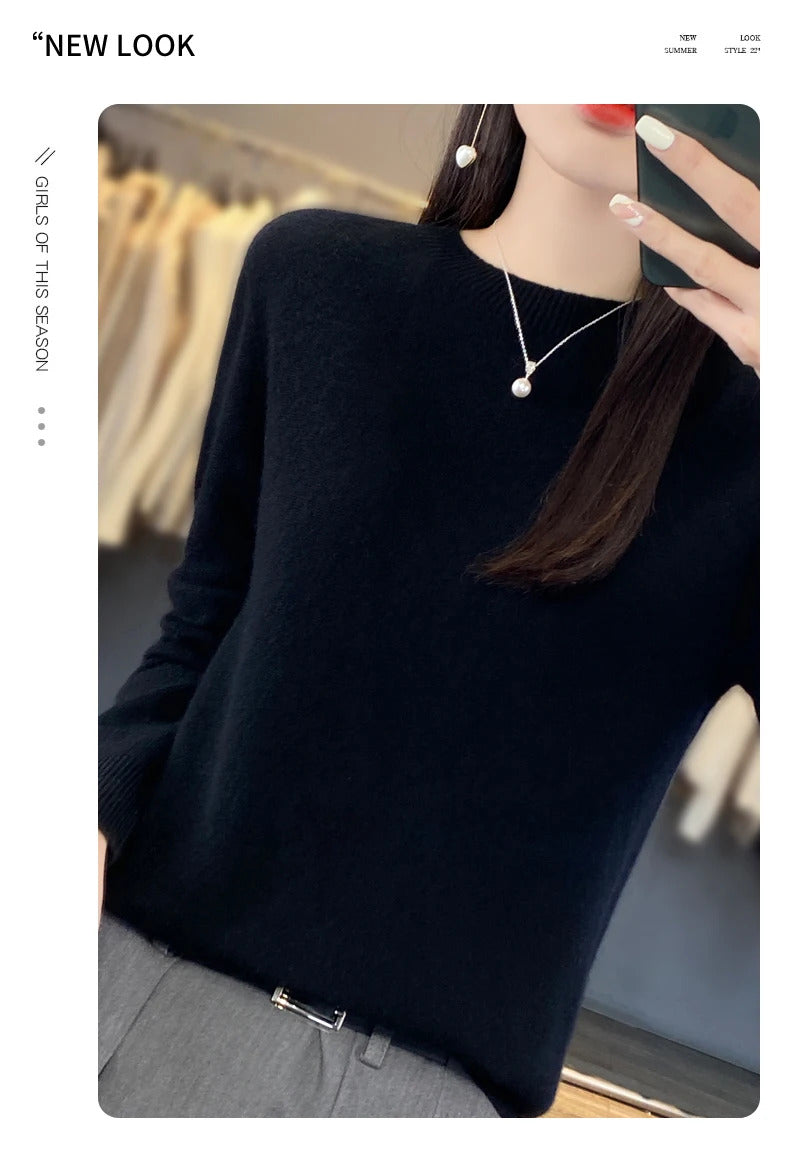 New cashmere sweater women's sweater in autumn and winter 100% merino wool fashion O-neck autumn warm pullover top