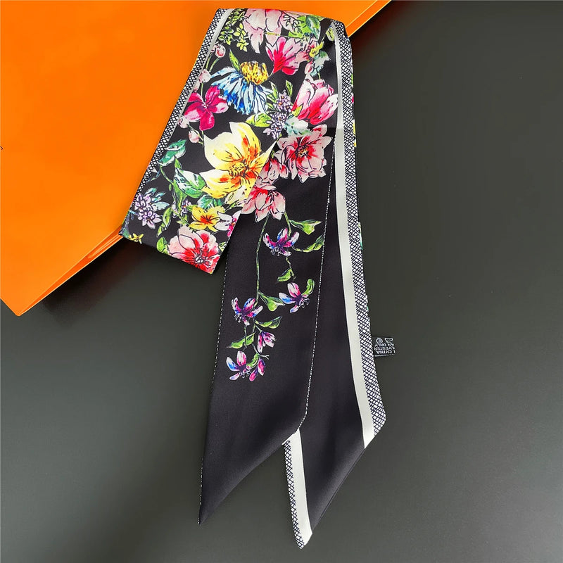 French Spring Hot Sale Plants Jungle Animals Women's Twill Decoration Sharp Horn Strap Bag Spot Silk Band Hair Band Small Scarf