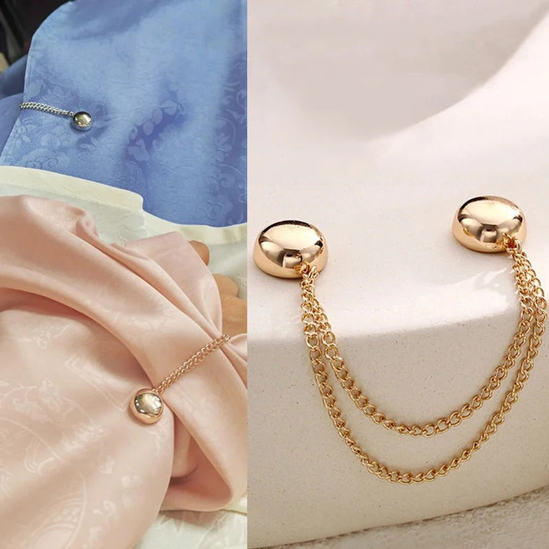 1PC Exquisite Chain Brooch Buckle Magnetic Clothing Clips Nail free Clothes Scarf Trouser Legs Cuff Buckle Buttons Sewing Supply