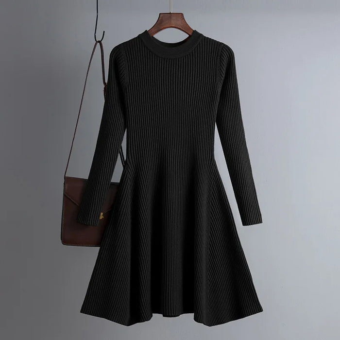 HLBCBG basic autumn winter short aline thick sweater dress elegant knit dress women slim mini dress Female chic knit sexy dress