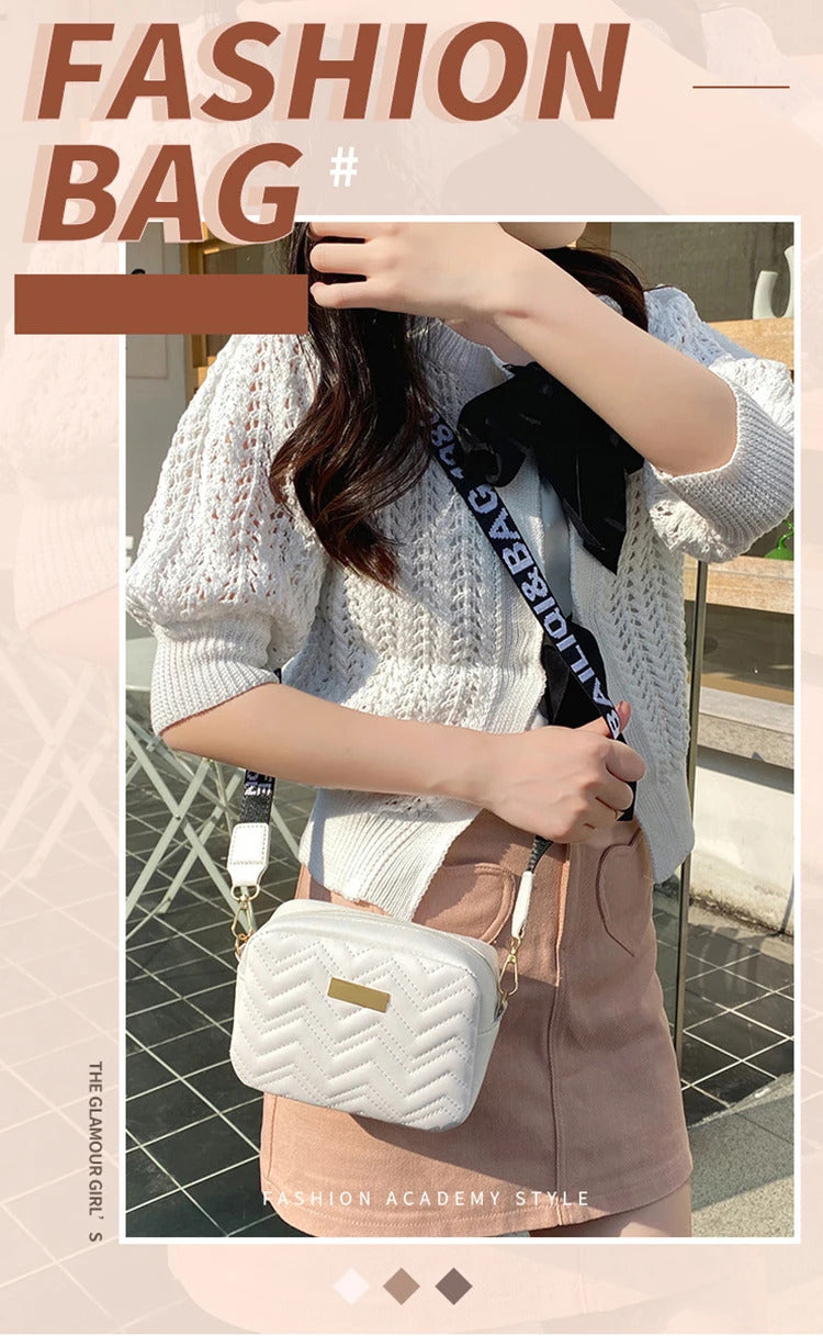 Wave Embroidery Square Bag Shoulder Strap With Printed Large Capacity Shoulder Crossbody Bag for Women