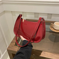 Retro Solid Color PU Leather Shoulder Bag Fashion Women's Handbags Casual Designer Hobos Underarm Bag