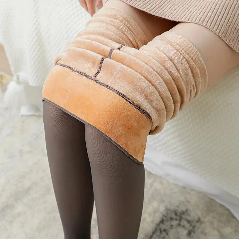 Thermal Stockings Women Fleece Lined Tights Warm Winter High Waist Sexy Translucent Black Pantyhose Thermal Legging Tights Women