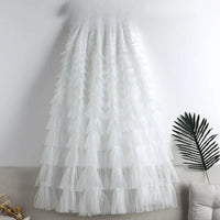 Medium-length Wire Mesh Spliced Cake Skirt 2023 Spring Summer Autumn/winter New Style A- line Long Dress Puffy Dress