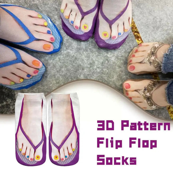 1 Pair 3D Printing Pattern Flip Flop Socks Funny Socks for Women Flip-flop Ankle Socks Low Cut Floor Socks Hosiery Novelty Gifts