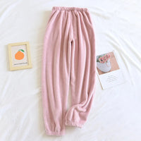 Autumn and winter new couple pajamas flannel thickened warm trousers men's and women's coral fleece plus size home pants pajama