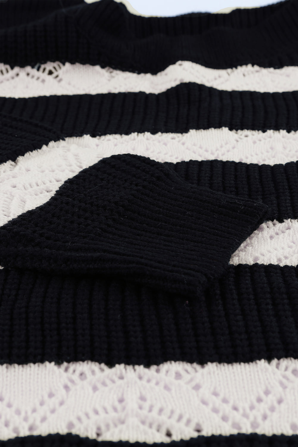 White Striped Colorblock Knit Sweater