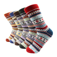 5 Pairs Winter Warmer Women Thicken Thermal Wool Cashmere Snow Socks Fashion Casual Euramerican National Wool Socks for Women