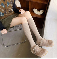 New Women's Stockings Spring Trends Casual Preppy Style Knee High Socks Female High Quality Cotton Solid Color Long Socks Comfy