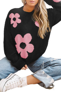 Big Flower Pattern Knit Sweater