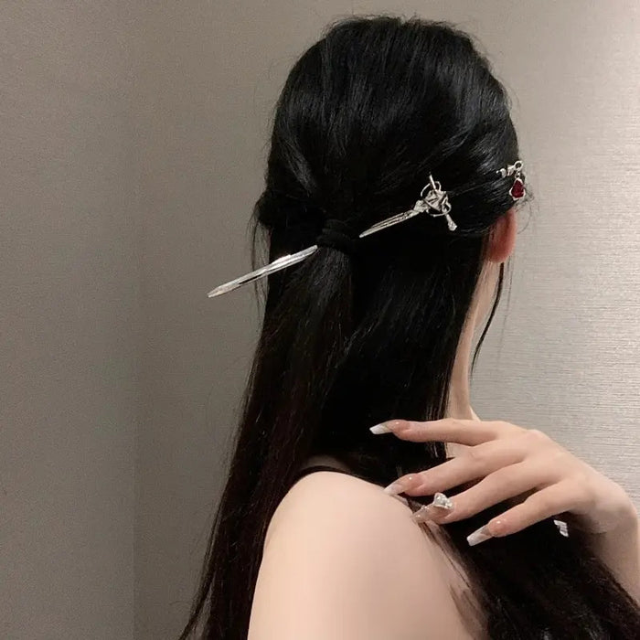 Sword Hairpin Headdress For Women Girls Chinese Style Vintage Hair Sticks DIY Hairstyle Ponytail Holder Hair Accessories Jewelry