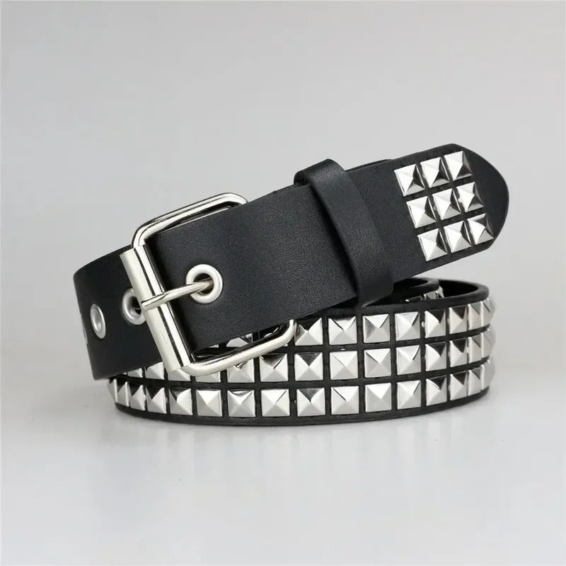 2024 New Square Bead Rivet Belt Metal Pyramid Belt Men and Women Punk Hardware Jeans Belt Y2K Belt Designer Belt Women's Belts