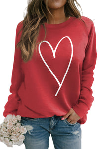 Fiery Red Simple Heart Graphic Valentine's Sweatshirt