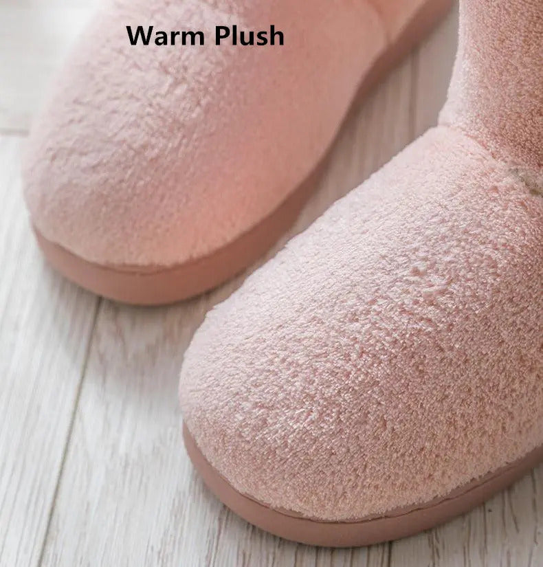 2024 Winter Warm Shoes Woman Men Indoor Slippers Soft Plus Couples Home Floor Snow Boots Anti-slip Female House Footwear