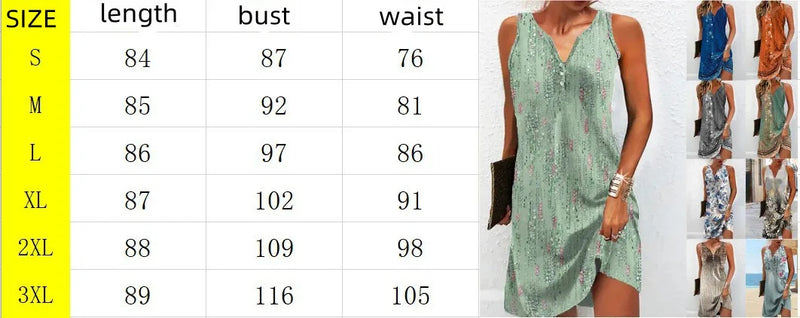 Summer Women's Printed V-Neck Sleeveless Fashion Dress Sexy Flower Mini Dresses Vintage Clothes Vest Ropa Elegant Vestidos 2024