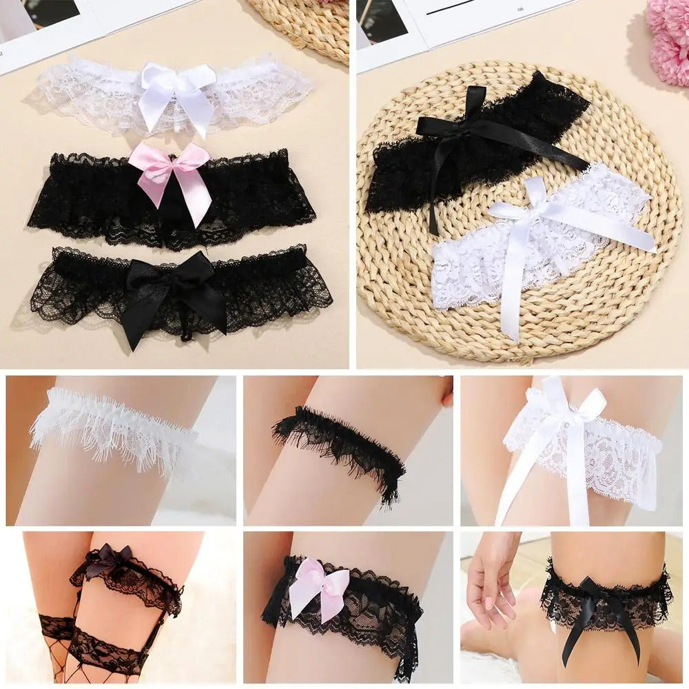 Sexy Fashion Lingerie Wedding Garter Belt Bride Cosplay Party Accessories Bowknot Lace Elastic Leg Ring