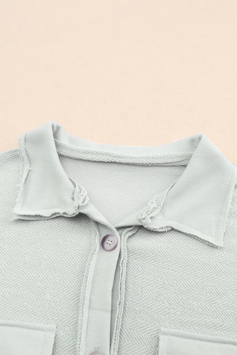 Gray Contrast Flap Pockets Relaxed Shacket