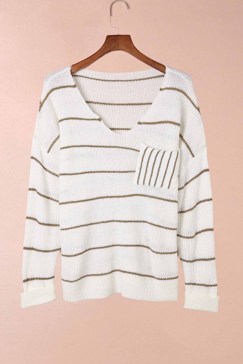 Stripe Chest Pocket Striped Sweater