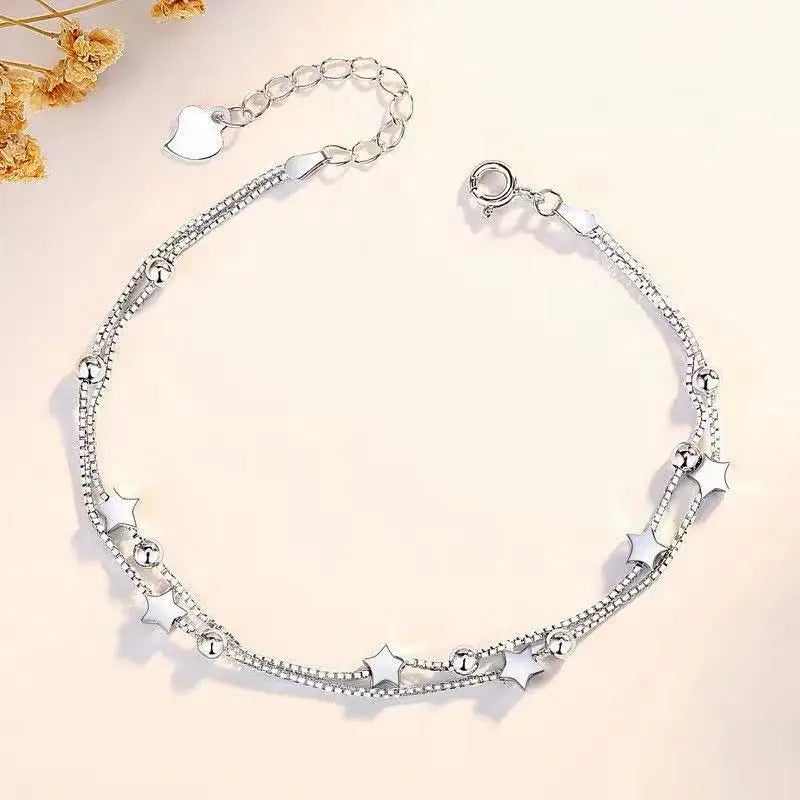 925 Sterling Silver Heart Shaped Bracelet For Women Retro Korean Versatile Zircon Charm Bracelets Original Party Jewelry Gifts