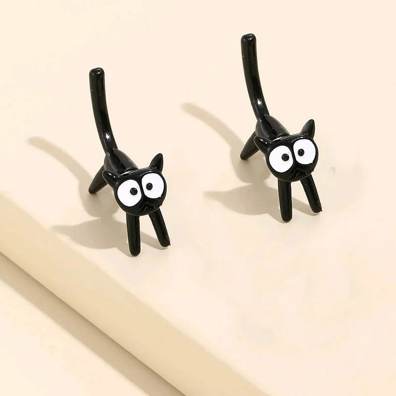 New Funny Small Black Cat Earring for Women Girl Fashion Cute Animal Kitten Earrings Fashion Party Festival Piercing Jewelry