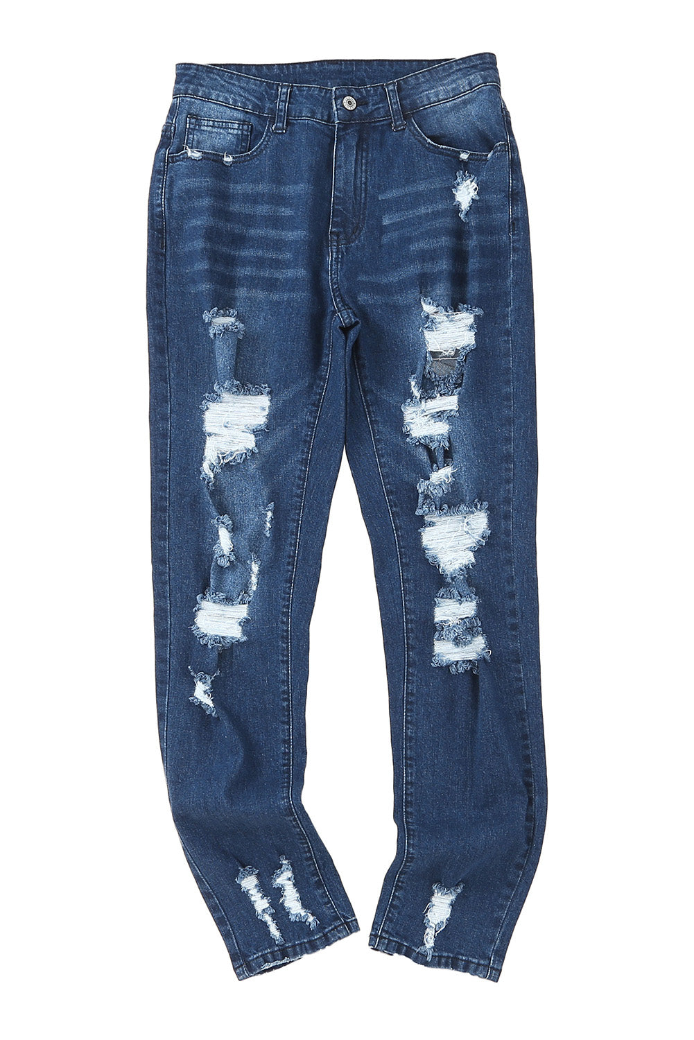 Blue Distressed High Waist Skinny Jeans