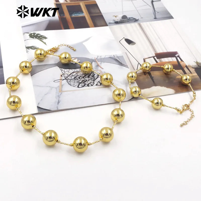 WT-JF350  WKT 2024 Luxury Yellow Brass Chain Pretty Bracelet Round Bead Women Gift Jewelry New Accessory Wedding